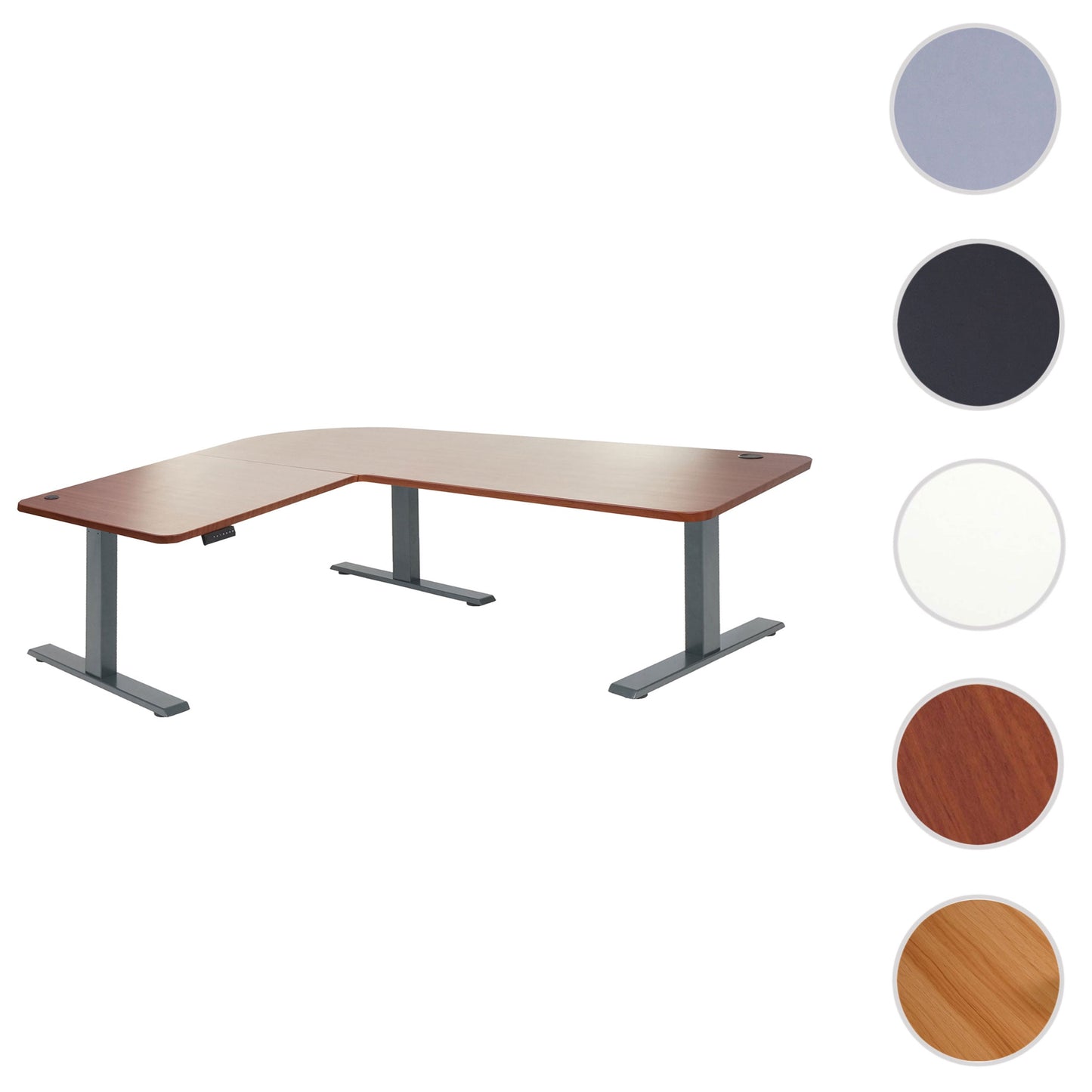 Cosmo Casa - Hoekbureau elektrisch in hoogte verstelbaar - Computerbureau - Naturel - Antracietgrijs - 178 x 178 cm