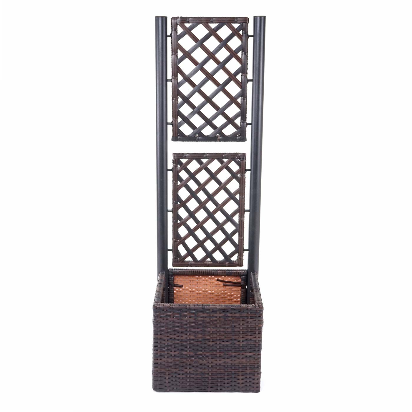 Cosmo Casa - Trellis met plantenbak - Trellis - Polyrotan - Bruin - 142×43×43 cm