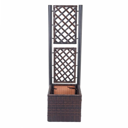 Cosmo Casa - Trellis met plantenbak - Trellis - Polyrotan - Bruin - 142×43×43 cm
