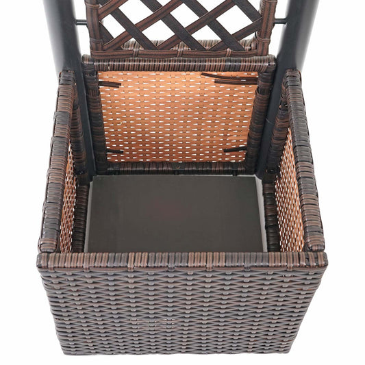 Cosmo Casa - Trellis met plantenbak - Trellis - Polyrotan - Bruin - 142×43×43 cm