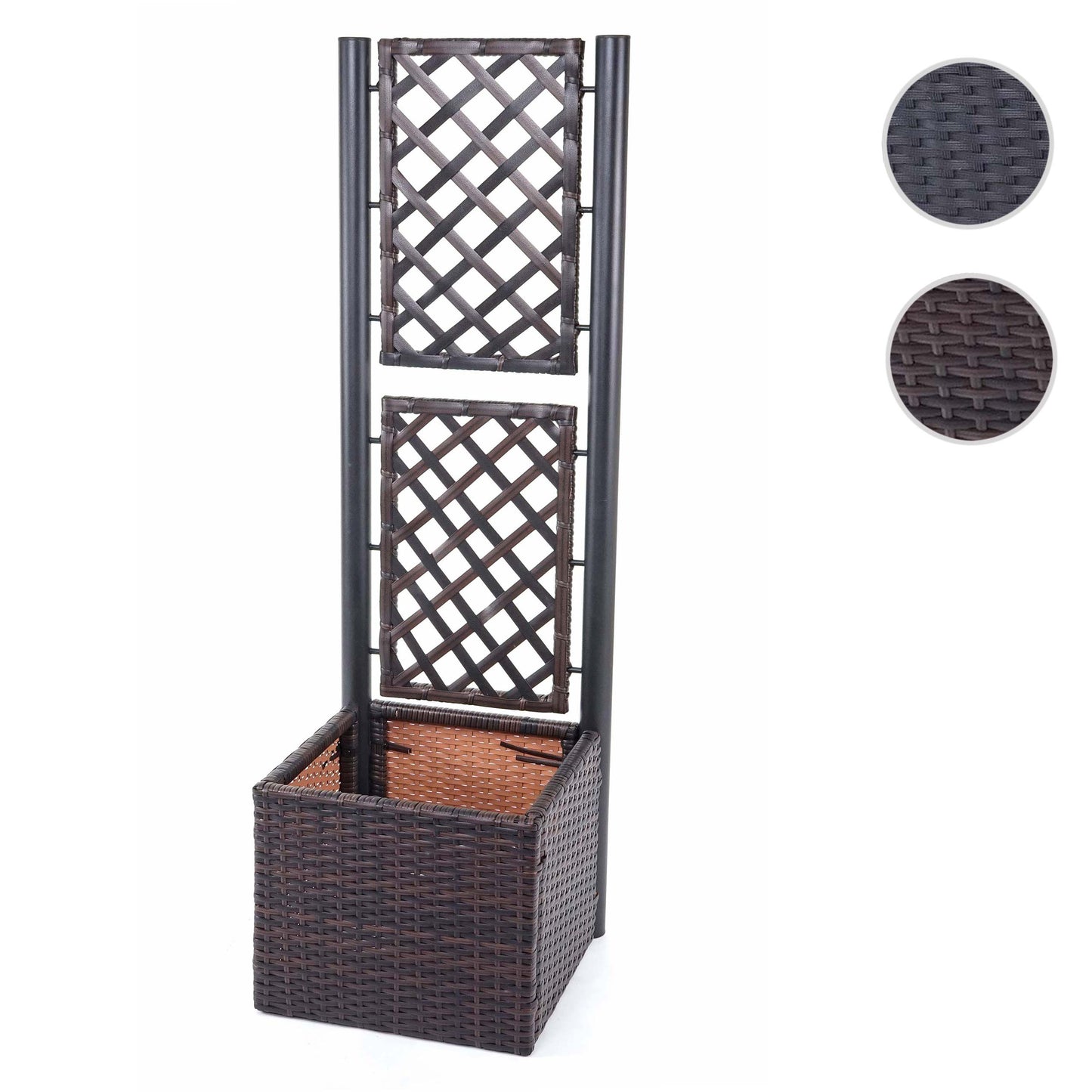 Cosmo Casa - Trellis met plantenbak - Trellis - Polyrotan - Bruin - 142×43×43 cm