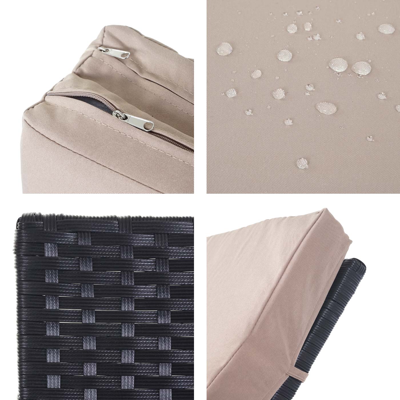 Cosmo Casa - Ligstoel - Relax - Polyrotan - Antraciet - kussen beige