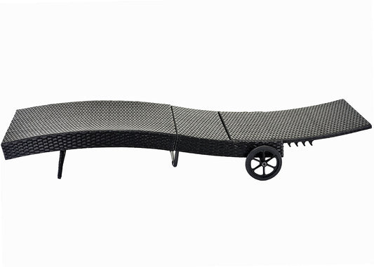 Cosmo Casa - Ligstoel - Relax - Polyrotan - Antraciet - kussen beige