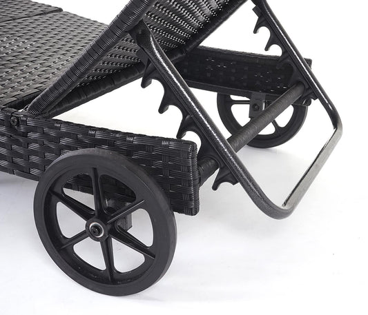 Cosmo Casa - Ligstoel - Relax - Polyrotan - Antraciet - kussen beige