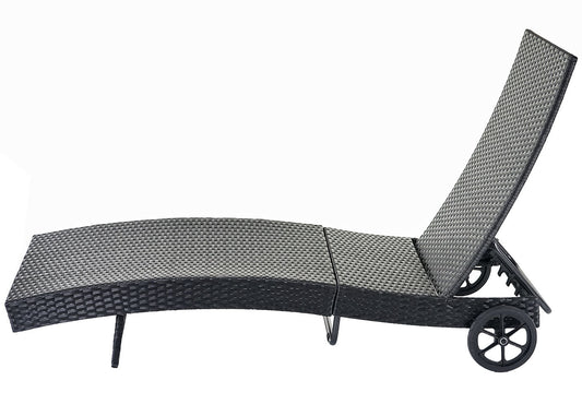 Cosmo Casa - Ligstoel - Relax - Polyrotan - Antraciet - kussen donkergrijs