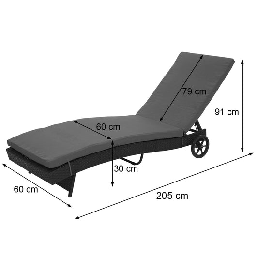 Cosmo Casa - Ligstoel - Relax - Polyrotan - Antraciet - kussen donkergrijs