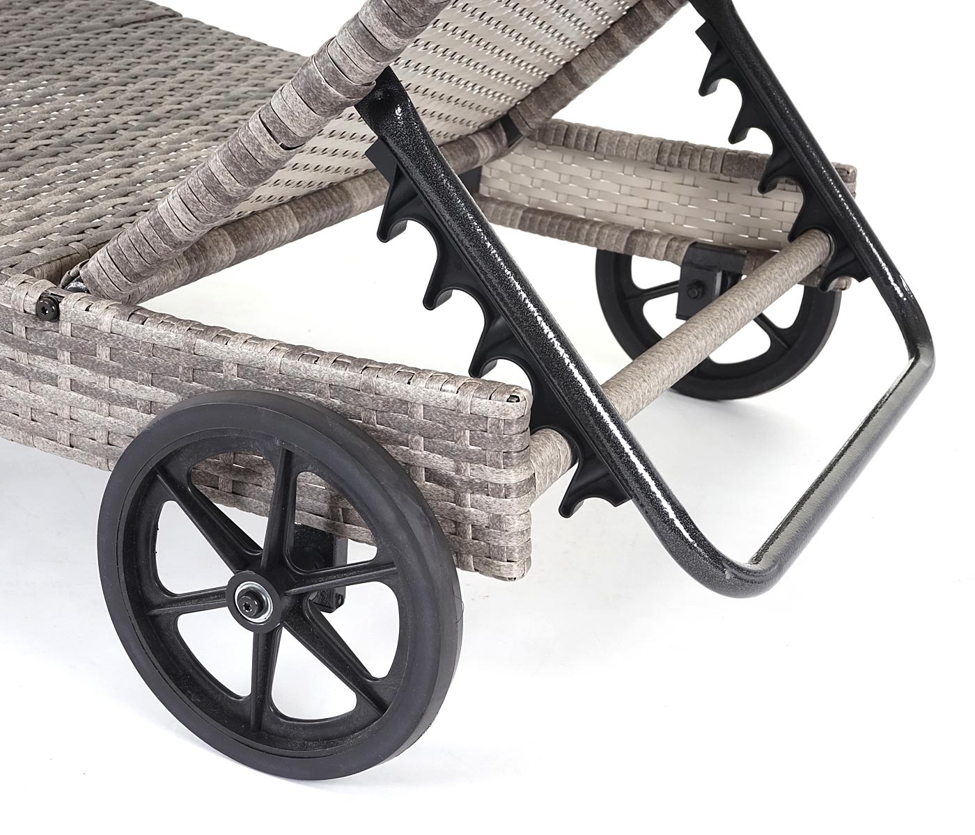 Cosmo Casa - Ligstoel - Relax - Polyrotan - Grijs - kussen beige