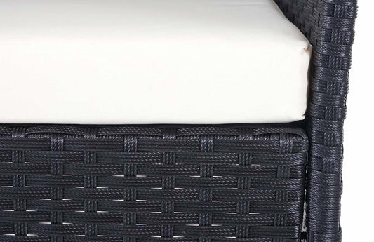 Cosmo Casa - Tuinset - Lounge - Polyrotan - Zwart - kussens crème