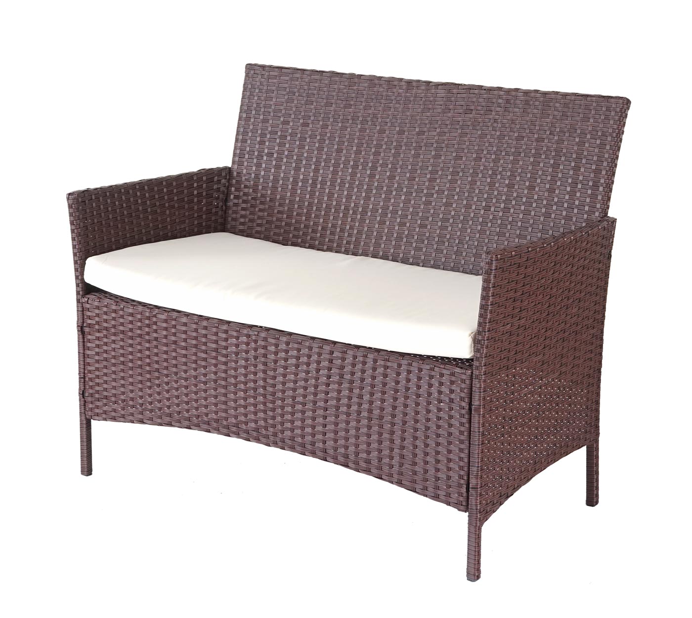 Cosmo Casa - Polyrotan tuinset - Loungeset - Polyrotan - Gevlekt bruin & Crème