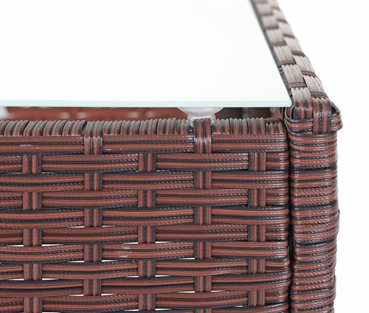 Cosmo Casa - Polyrotan tuinset - Loungeset - Polyrotan - Gevlekt bruin & Crème