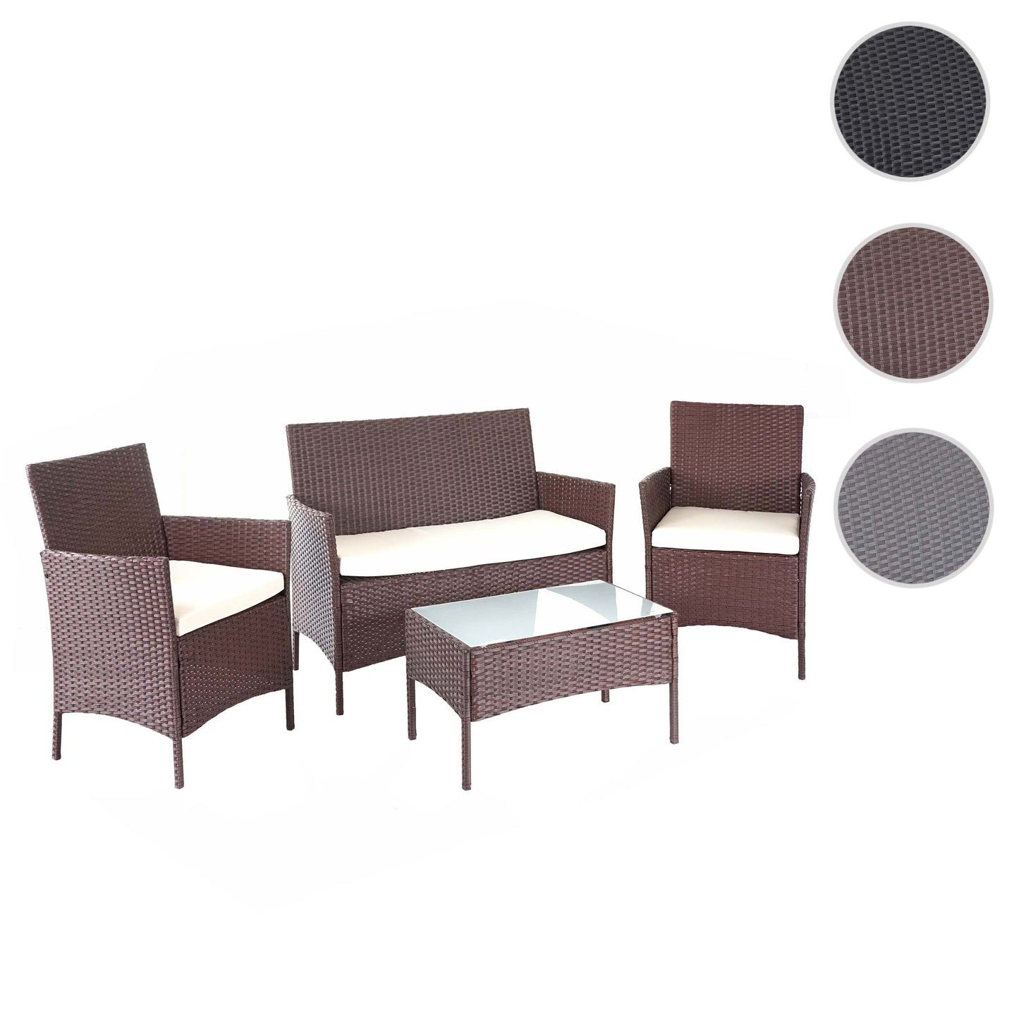 Cosmo Casa - Polyrotan tuinset - Loungeset - Polyrotan - Gevlekt bruin & Crème