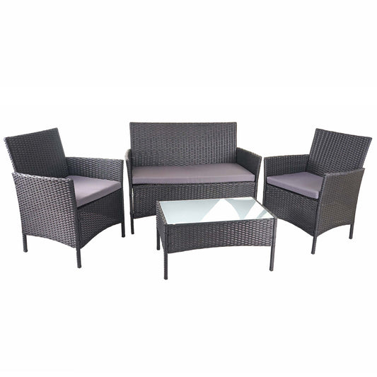 Cosmo Casa - Polyrotan tuinset - Loungeset - Polyrotan - Zwart & Antraciet