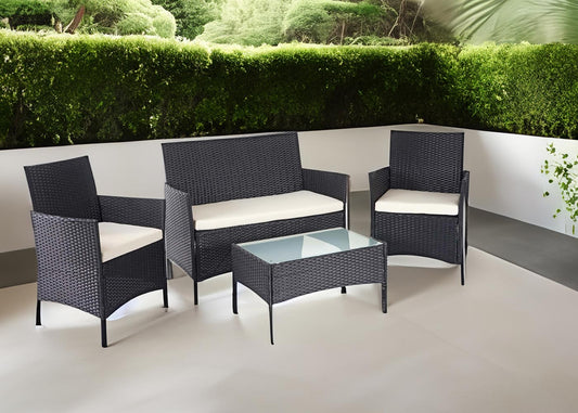 Cosmo Casa - Polyrotan tuinset - Loungeset - Polyrotan - Zwart & Antraciet