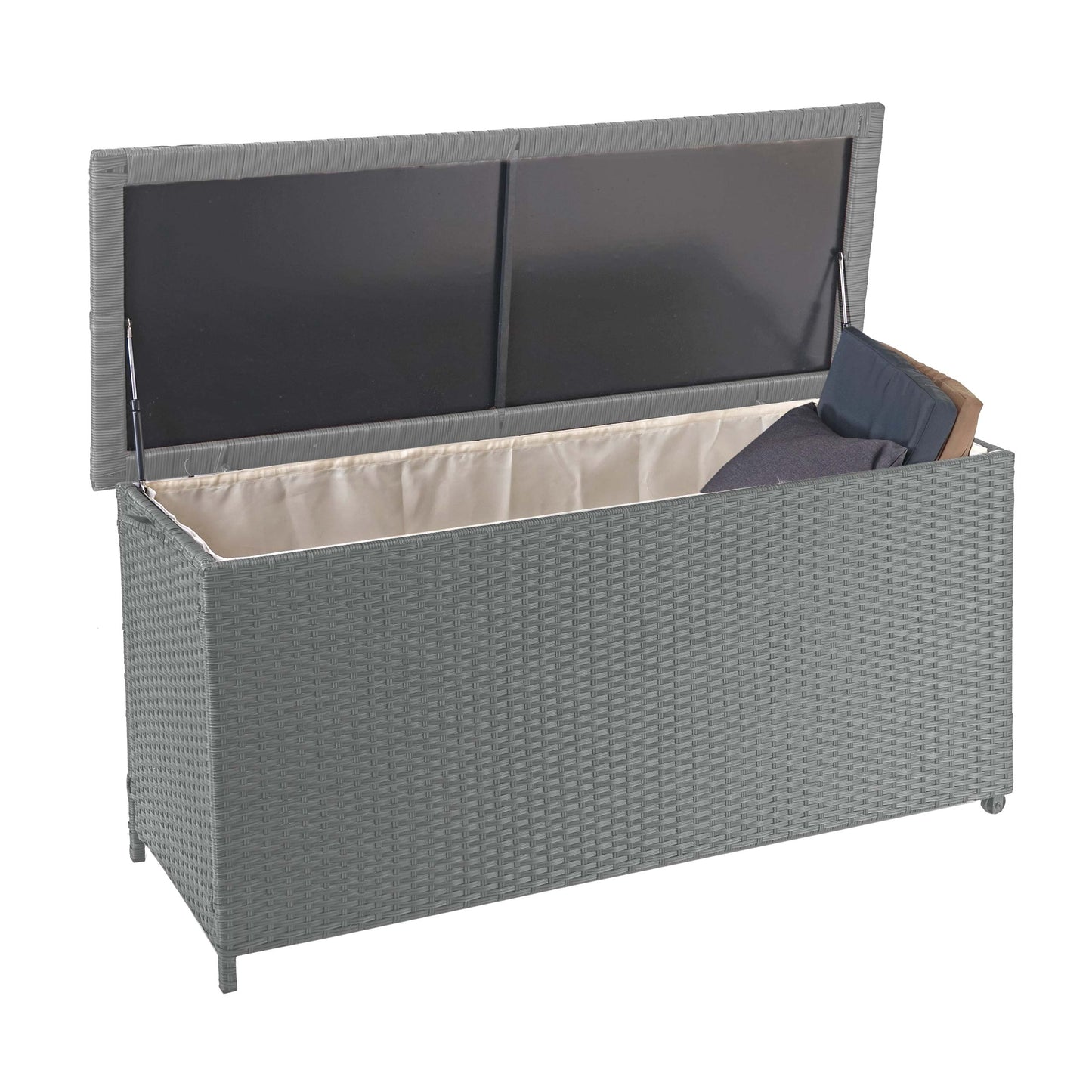Cosmo Casa - Kussenbox - Premium - Polyrotan - Grijs - 63×135×52 cm