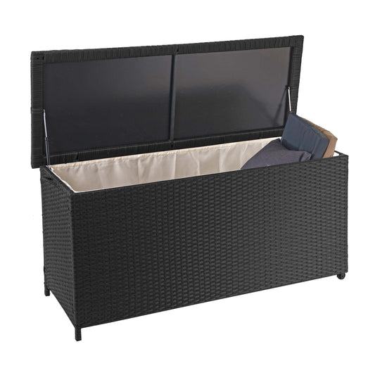 Cosmo Casa - Kussenbox - Premium - Polyrotan - Zwart - 63×135×52 cm