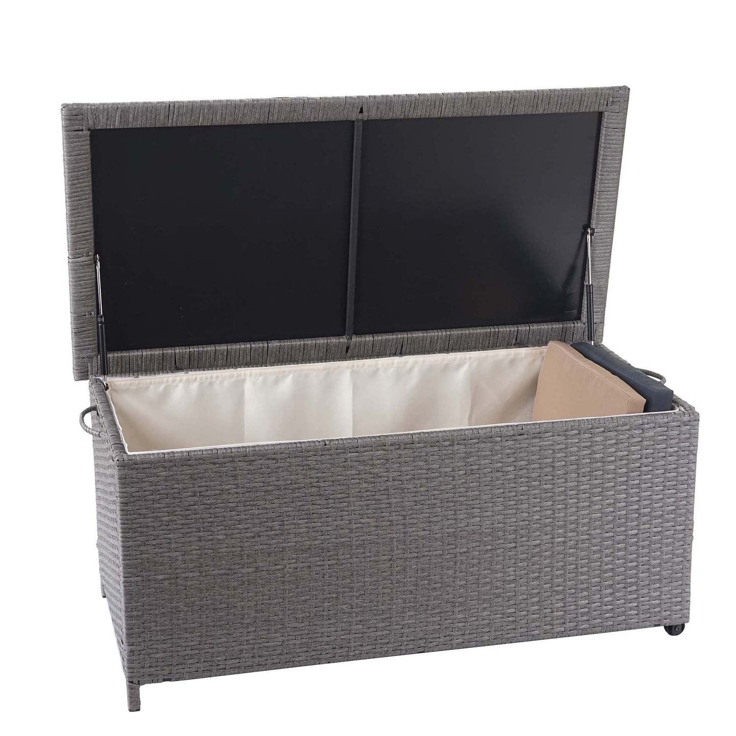 Cosmo Casa - Kussenbox - Premium - Polyrotan - Grijs - 51×115×59 cm