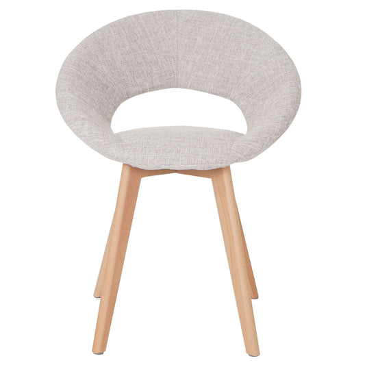 Cosmo Casa - Eetkamerstoel - Retro - Textiel - Crème & Grijs