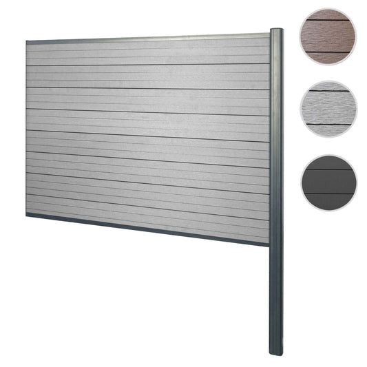 Cosmo Casa - Privacyscherm Sarthe - Windscherm hekwerk - WPC aluminium - Grijs - Verlengelement 185 cm