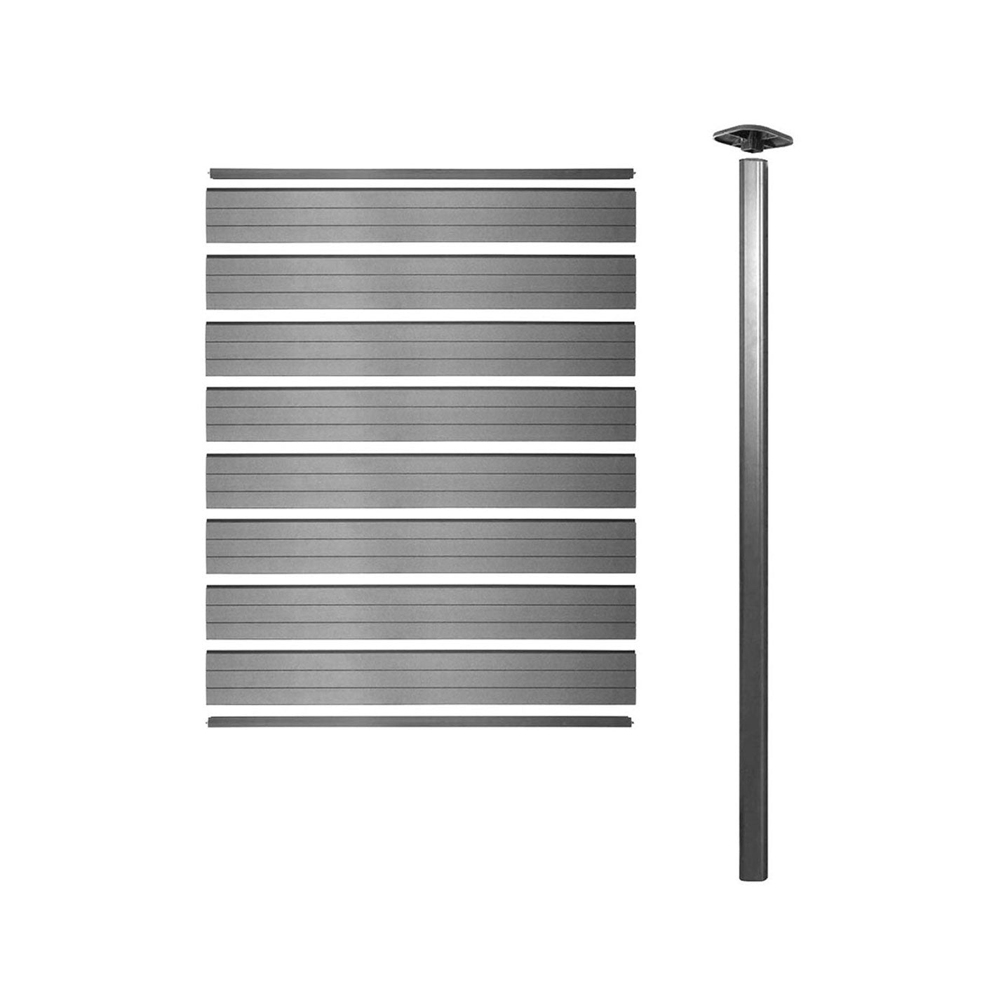 Cosmo Casa - Privacyscherm Sarthe - Windscherm hekwerk - WPC aluminium - Grijs - Smal verlengelement 95 cm