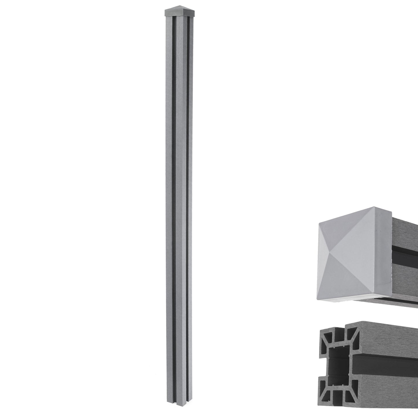 Cosmo Casa - WPC paal - Insteeksysteem - WPC - Grijs - 1,88 m