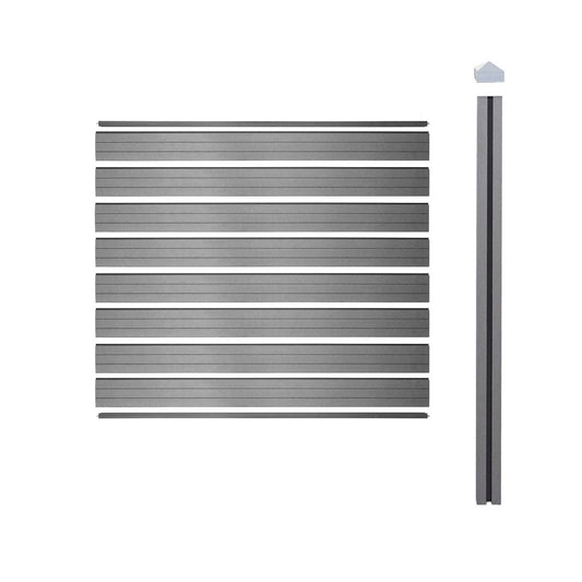 Cosmo Casa - Privacyscherm Sarthe - Windscherm met paal voor inbeton - WPC - Grijs - Verlengelement 188 cm