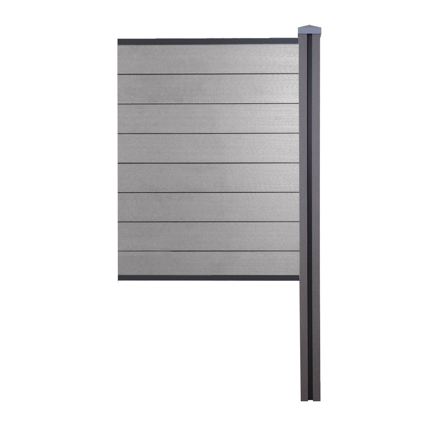 Cosmo Casa - Privacyscherm Sarthe - Windscherm met paal voor inbeton - WPC - Grijs - Smal verlengelement 98 cm