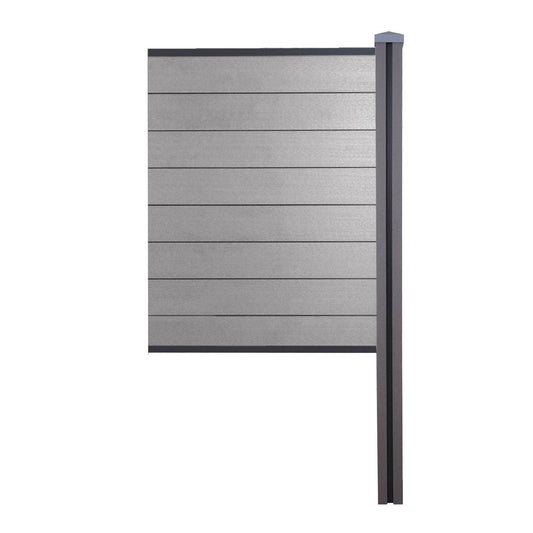 Cosmo Casa - Privacyscherm Sarthe - Windscherm met paal voor inbeton - WPC - Grijs - Smal verlengelement 98 cm