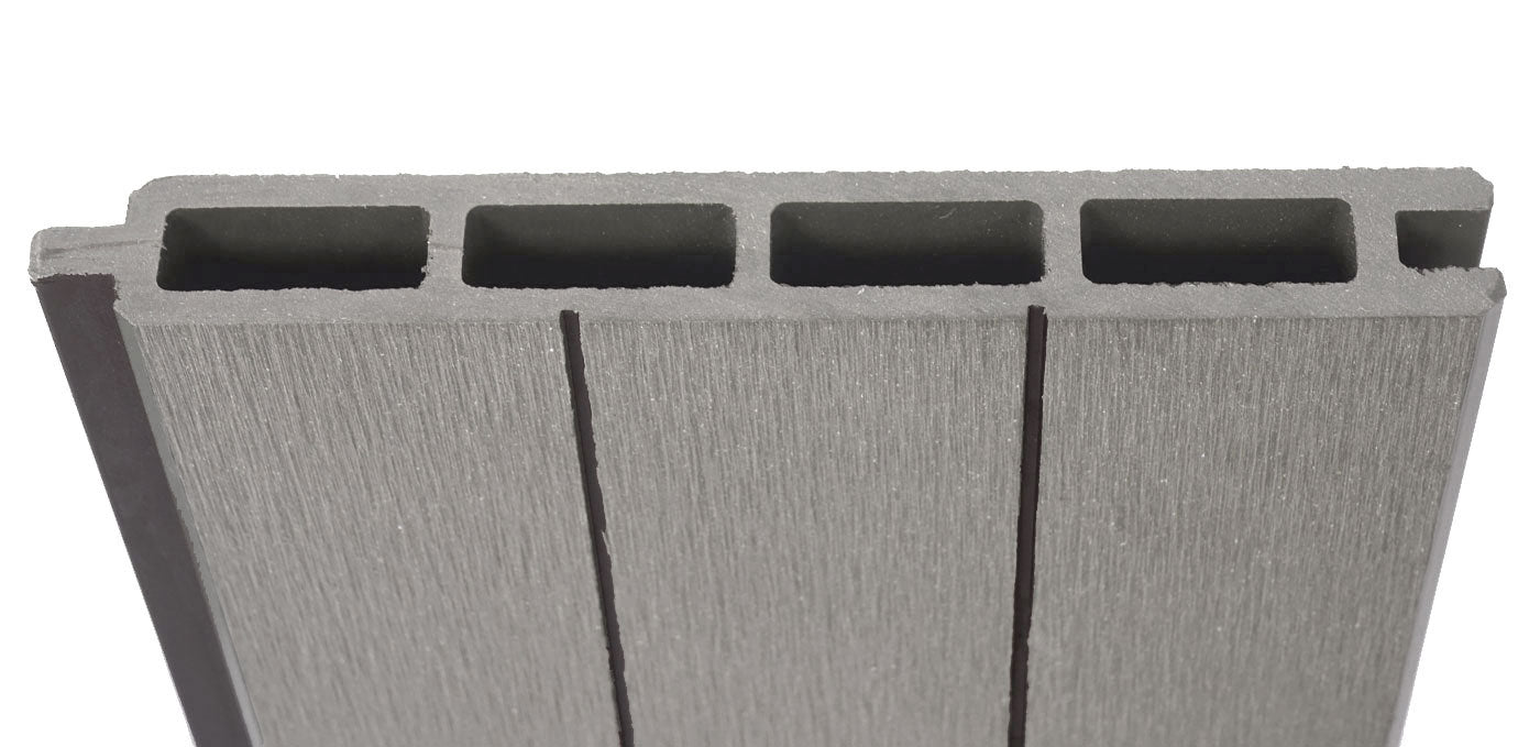 Cosmo Casa - Privacyscherm Sarthe - Windscherm met paal voor inbeton - WPC - Grijs - Smal verlengelement 98 cm