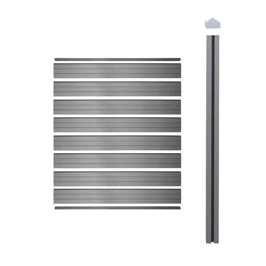 Cosmo Casa - Privacyscherm Sarthe - Windscherm met paal voor inbeton - WPC - Grijs - Smal verlengelement 98 cm