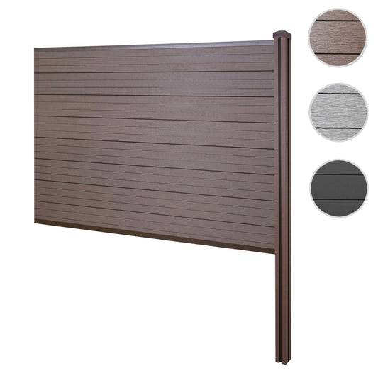 Cosmo Casa - Privacyscherm Sarthe - Windscherm met paal voor inbeton - WPC - Bruin - Verlengelement 188 cm