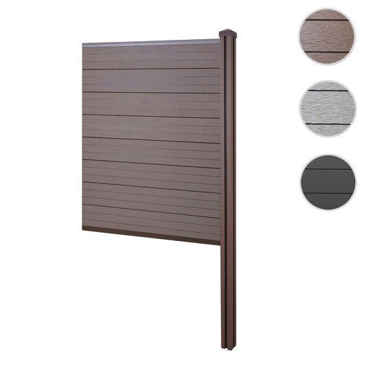 Cosmo Casa - Privacyscherm Sarthe - Windscherm met paal voor inbeton - WPC - Bruin - Smal verlengelement 98 cm