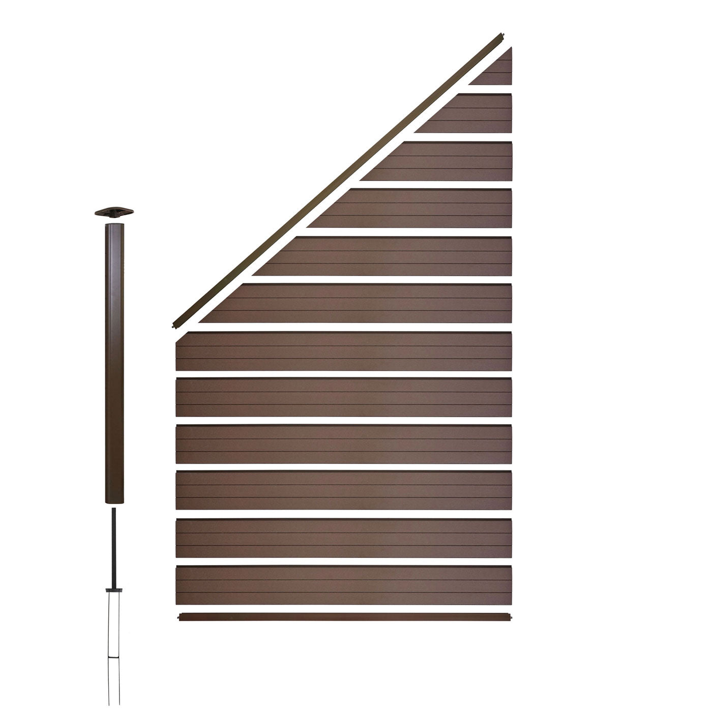 Cosmo Casa - WPC privacyscherm - Verl engstuk schuin links - WPC - Bruin - 0,95 m