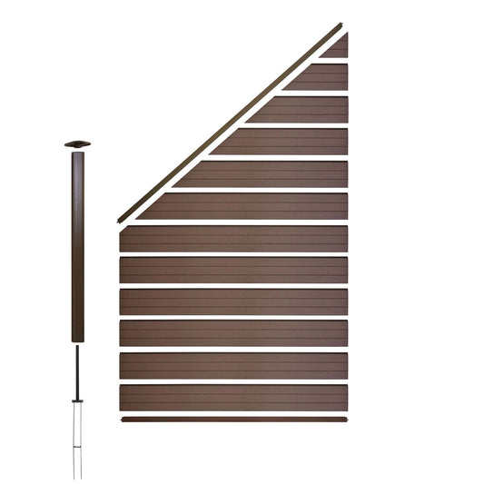 Cosmo Casa - WPC privacyscherm - Verl engstuk schuin links - WPC - Bruin - 0,95 m