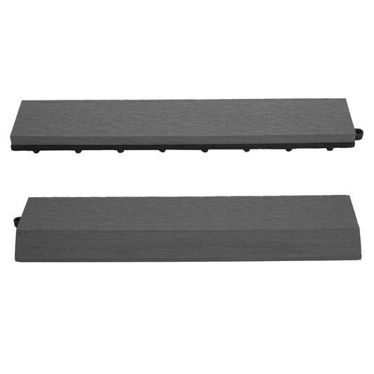 Cosmo Casa - Set van 2 Afsluitstrips - Recht - WPC houtlook - Antraciet - zonder haken