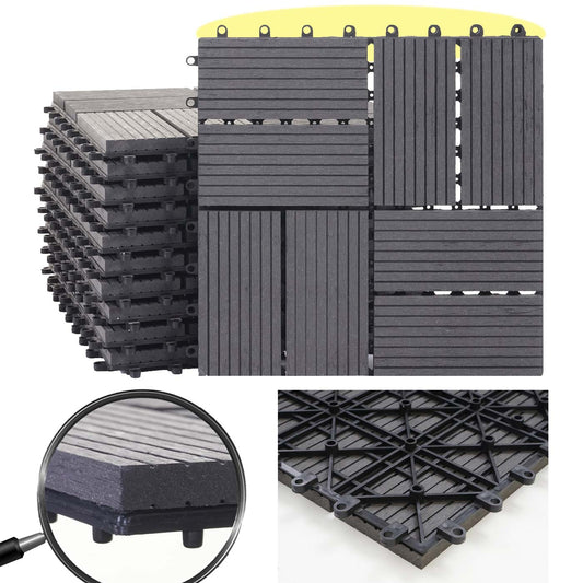 Cosmo Casa - Vloertegel - Premium - WPC houtlook - Antraciet - 30×30 cm - 1 m² - vierkant