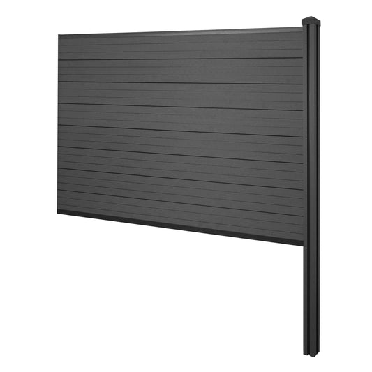 Cosmo Casa - Privacyscherm Sarthe - Windscherm met paal voor inbeton - WPC - Antraciet - Verlengelement 188 cm