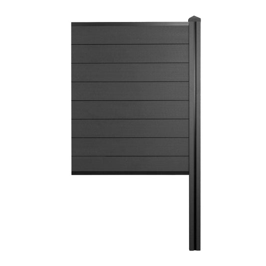 Cosmo Casa - Privacyscherm Sarthe - Windscherm met paal voor inbeton - WPC - Antraciet - Smal verlengelement 98 cm