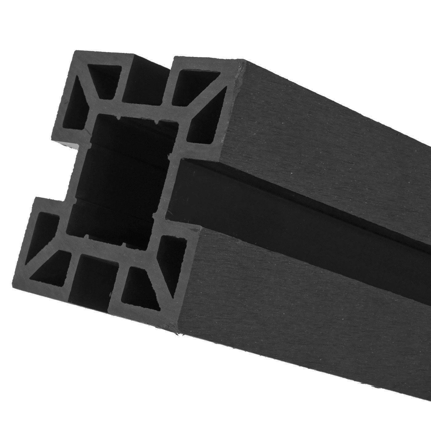 Cosmo Casa - Privacyscherm Sarthe - Windscherm met paal voor inbeton - WPC - Antraciet - Smal verlengelement 98 cm