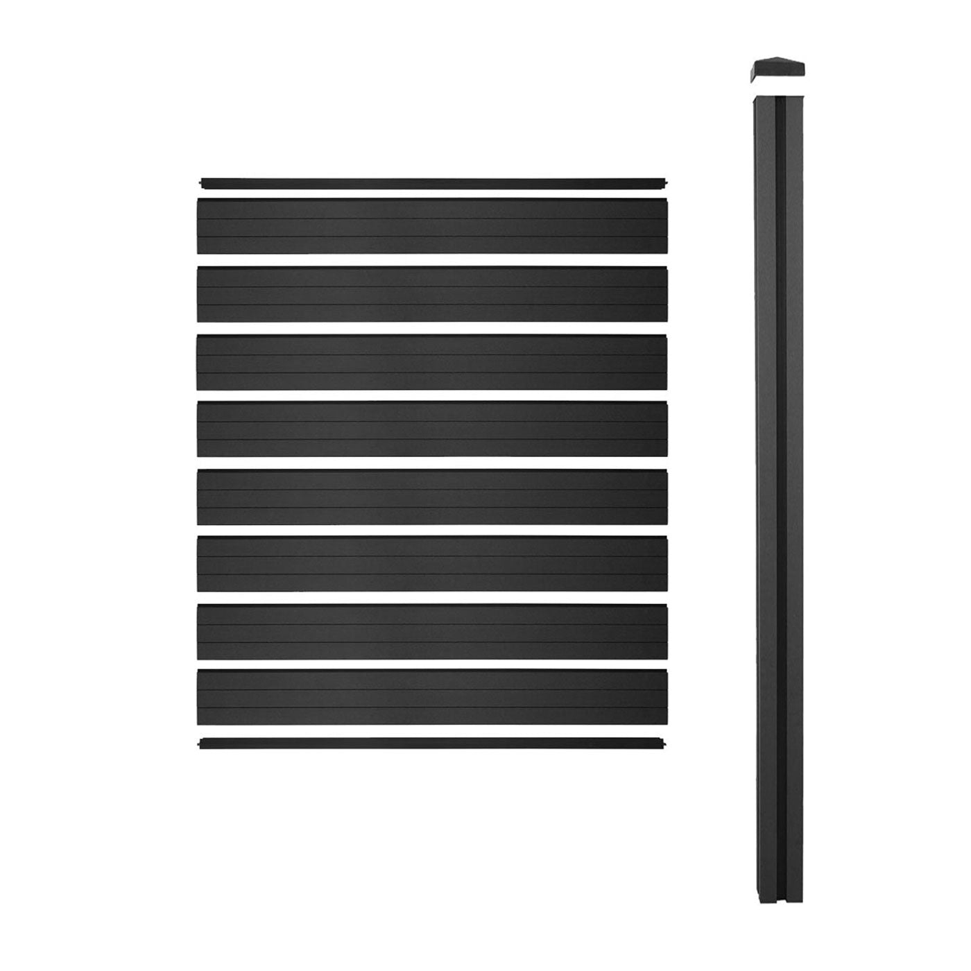 Cosmo Casa - Privacyscherm Sarthe - Windscherm met paal voor inbeton - WPC - Antraciet - Smal verlengelement 98 cm