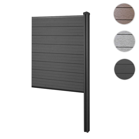 Cosmo Casa - Privacyscherm Sarthe - Windscherm met paal voor inbeton - WPC - Antraciet - Smal verlengelement 98 cm