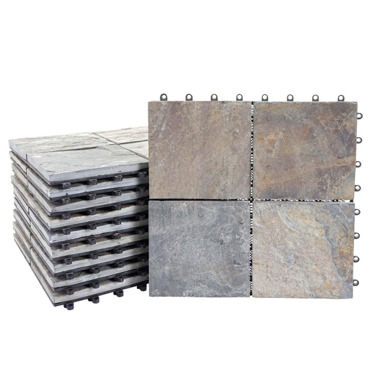 Cosmo Casa - Steentegel - Insteektegel - Natuursteen - Granietkleurig - 30×30 cm