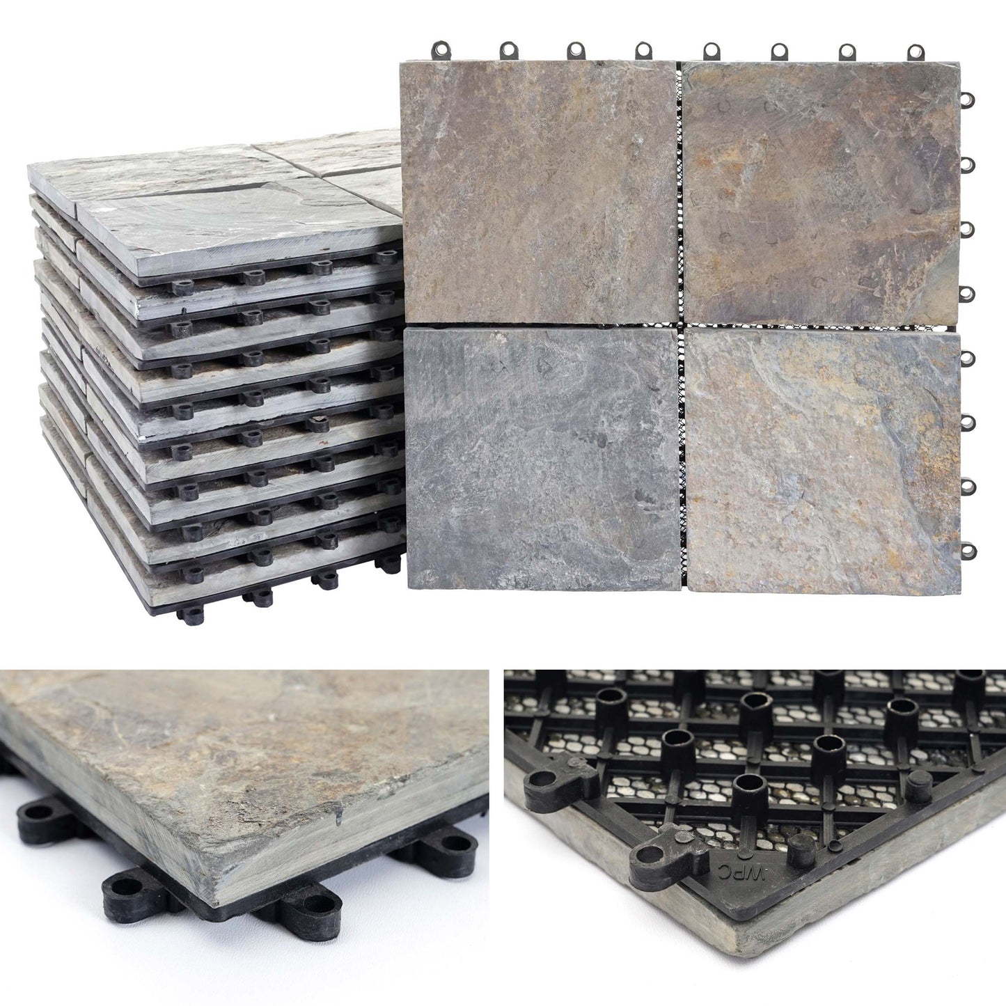 Cosmo Casa - Steentegel - Insteektegel - Natuursteen - Granietkleurig - 30×30 cm