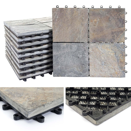 Cosmo Casa - Steentegel - Insteektegel - Natuursteen - Granietkleurig - 30×30 cm