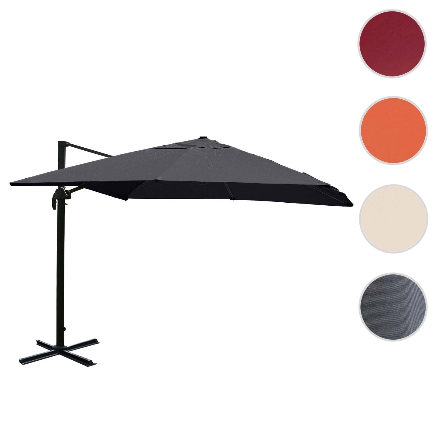 Cosmo Casa - Zweefparasol - Zonder standaard - Polyester & Aluminium - Antraciet - 3,5×3,5 m