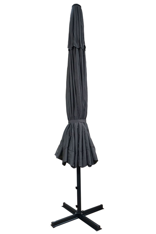 Cosmo Casa - Horecaparasol - Met volant - Polyester & Aluminium - Antraciet - Ø5 m - 28 kg - Zonder standaard