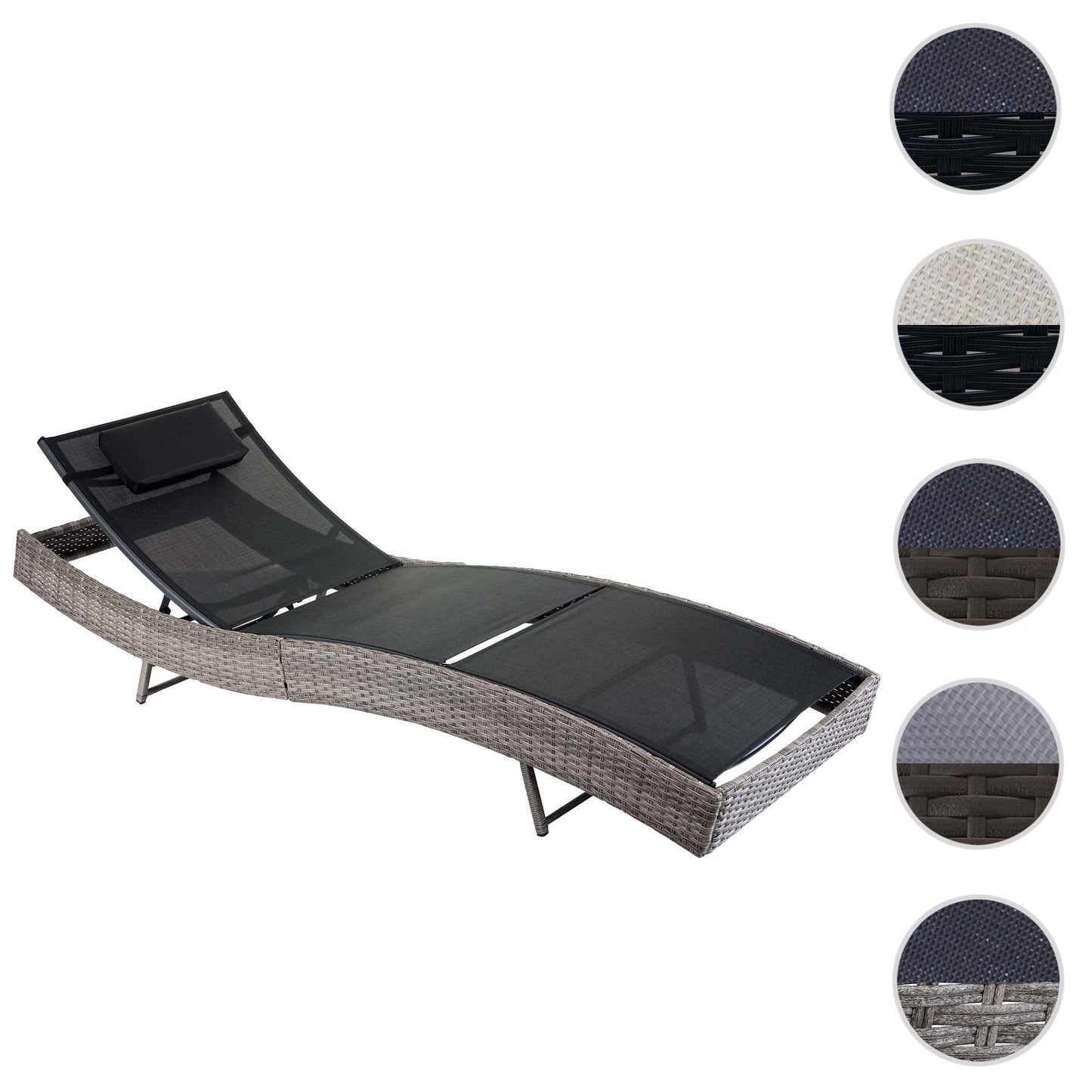 Cosmo Casa - Ligstoel - Relax - Polyrotan - Grijs - hoes zwart