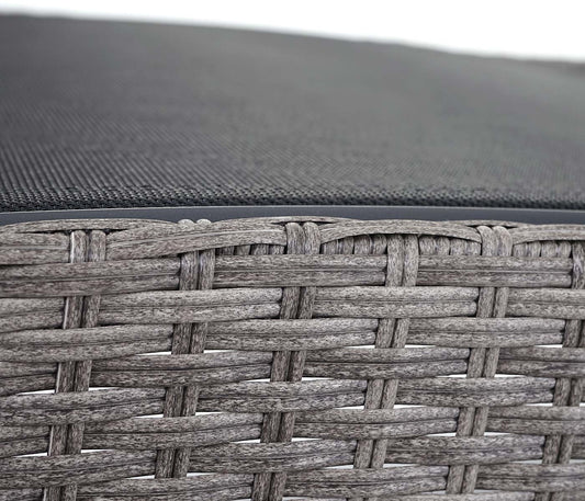 Cosmo Casa - Ligstoel - Relax - Polyrotan - Grijs - hoes zwart