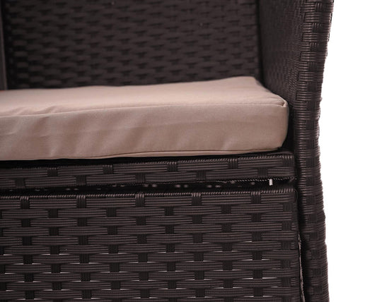 Cosmo Casa - Tuinbank met tafel - Zitgroep - Polyrotan - Bruin & Crème - 132 cm