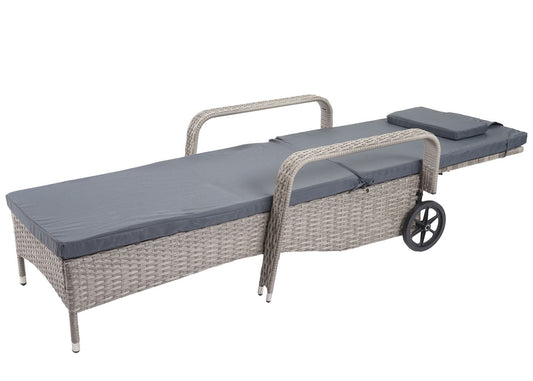 Cosmo Casa - Ligstoel - Relax - Polyrotan & Aluminium - Grijs - kussen donkergrijs