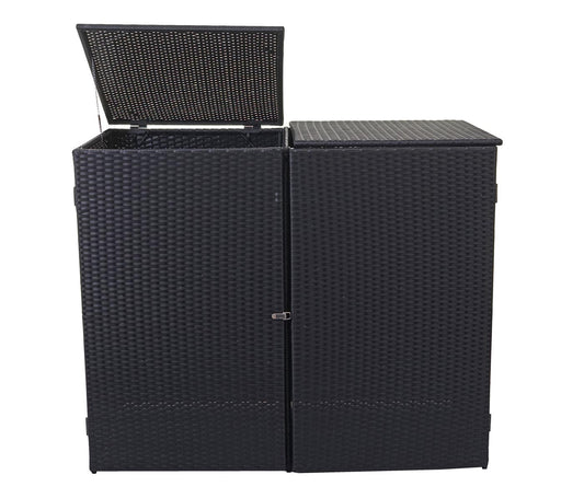 Cosmo Casa - Afvalbakdeksel - 2-delig - Polyrotan - Zwart - 2×120 l